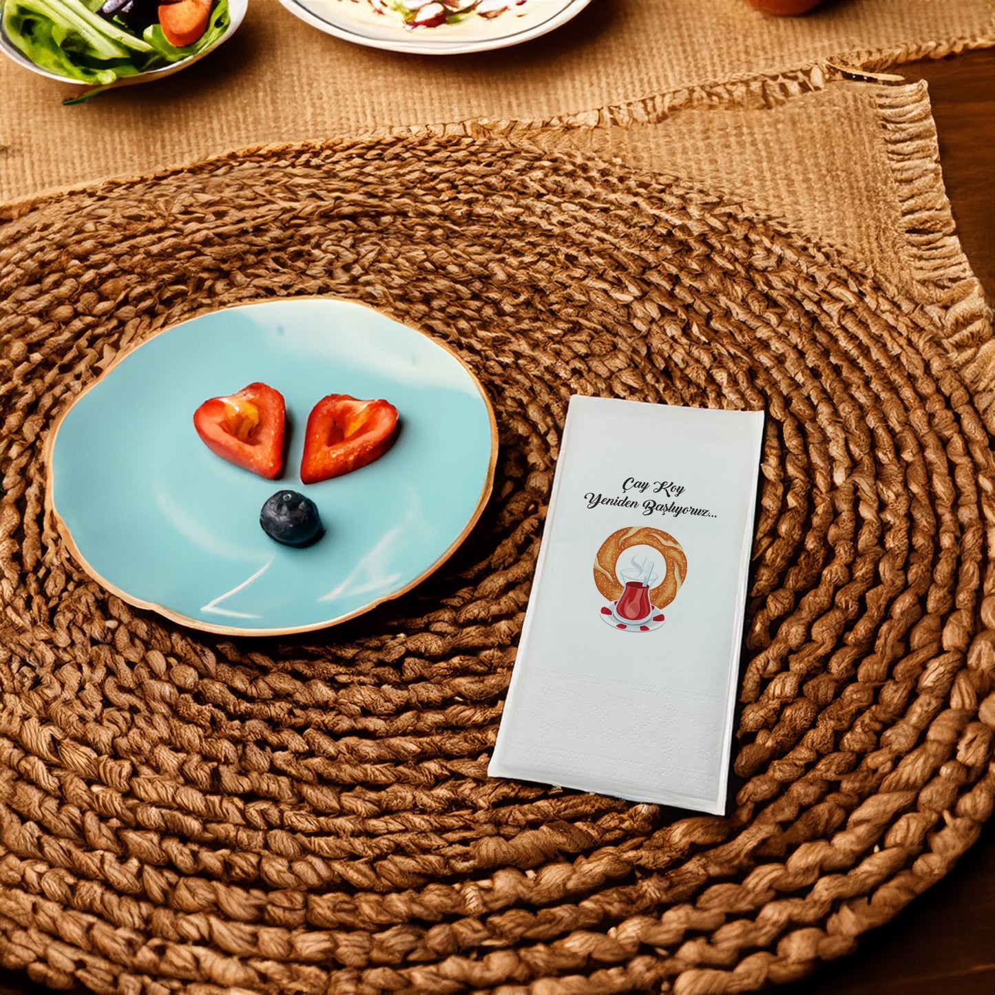 "Çay koy yeniden başlıyoruz" Baskılı Peçeteler - AyDesign.com.tr