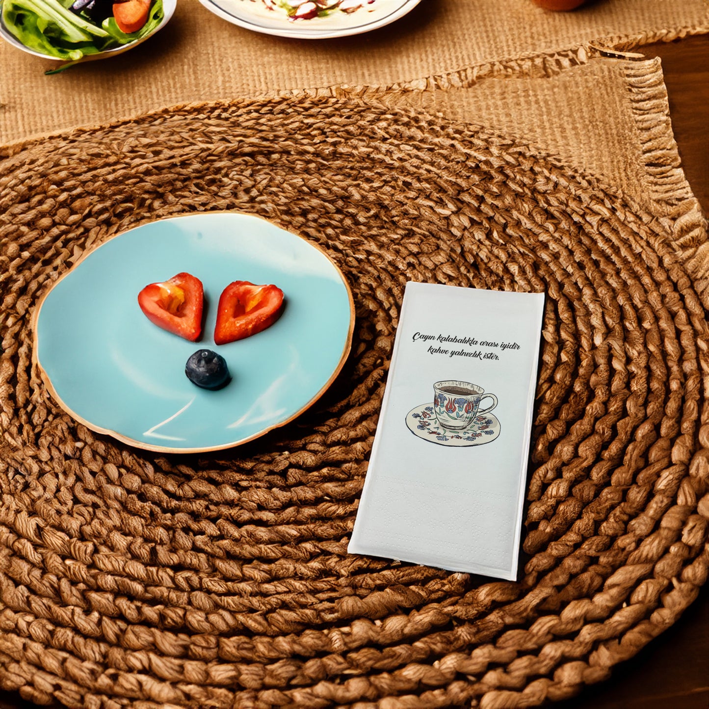 "Çayın kalabalıkla arası..." Baskılı Peçeteler - AyDesign.com.tr