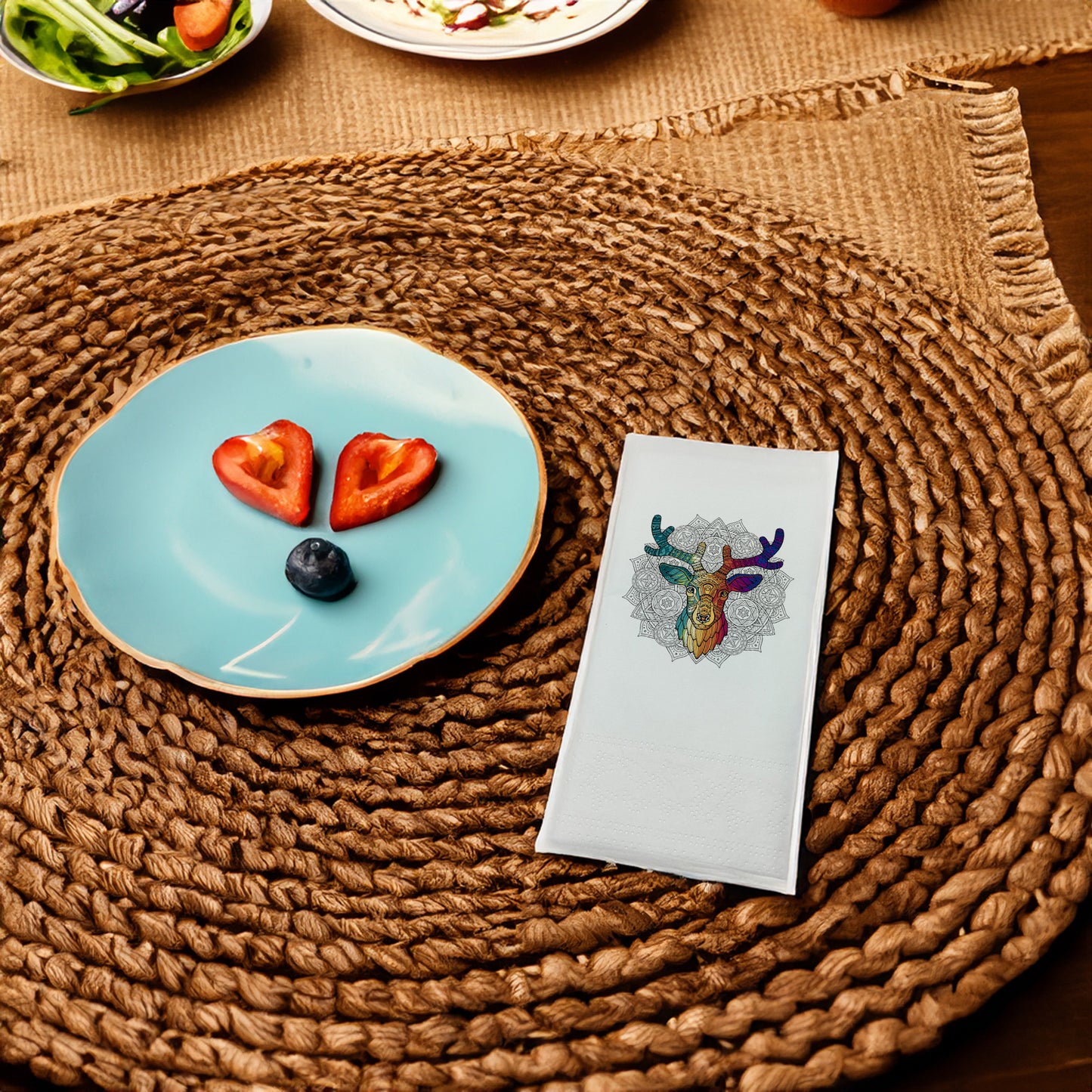 "Geyik Mandala" Baskılı Peçeteler - AyDesign.com.tr
