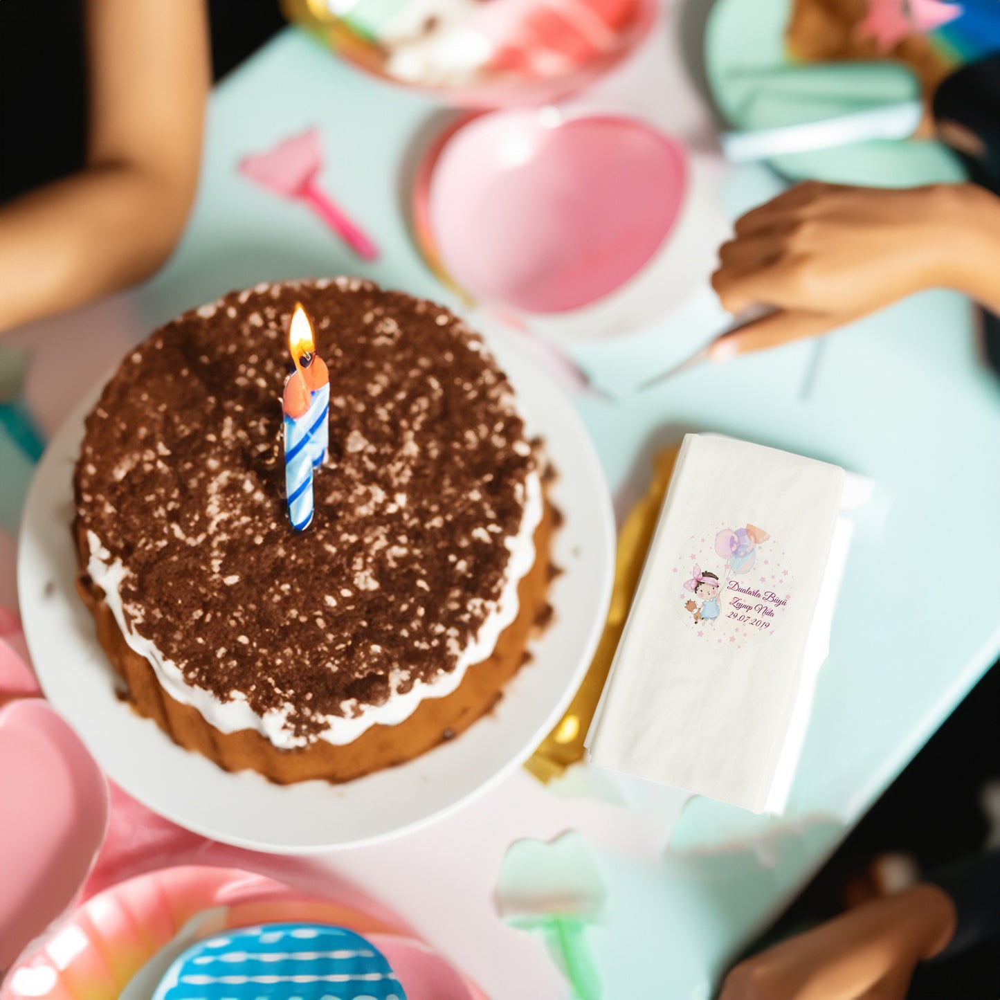 Balonlu Bebek Baskılı Peçeteler - AyDesign.com.tr