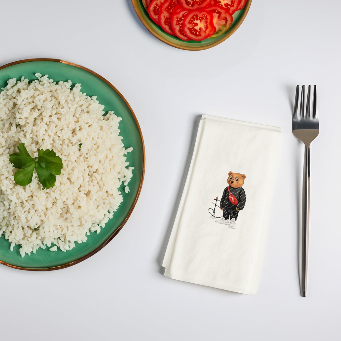 Nargileli Ayıcık Baskılı Kağıt Peçete 33x33 cm Solventsiz, Çift Katlı, İpeksi Dokulu – Kidzia