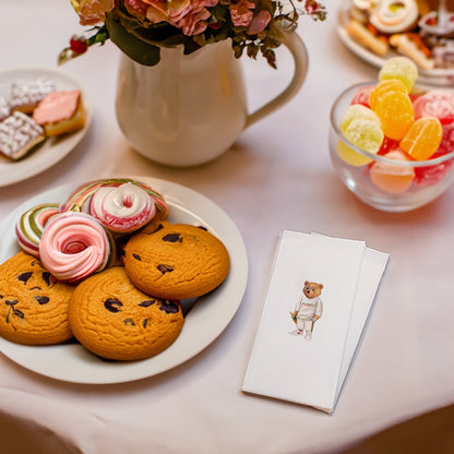 Şampanyalı Ayıcık Baskılı Kağıt Peçete 33x33 cm Solventsiz, İpeksi Dokulu – Kidzia