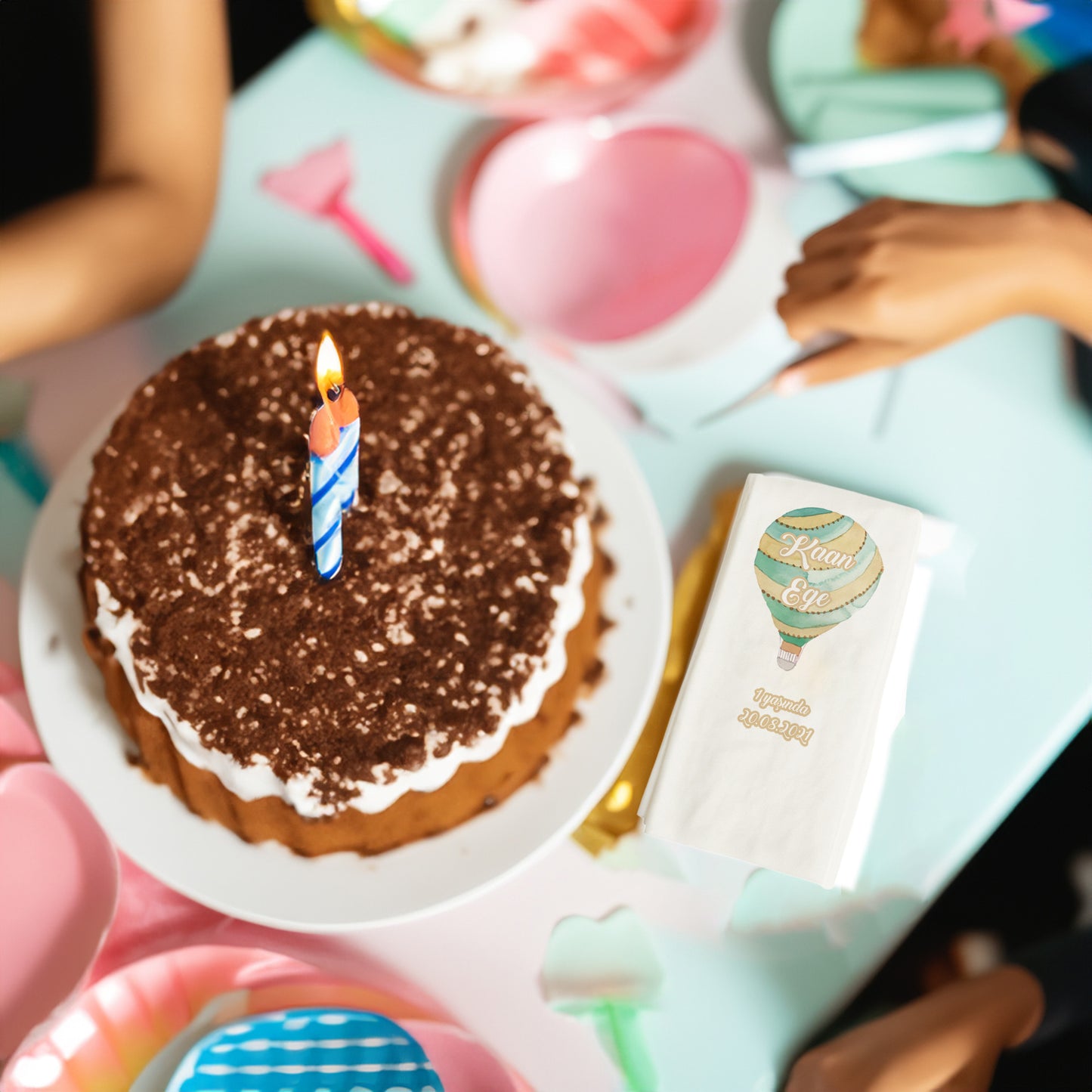 Yeşil Balon Temalı Baskılı Peçeteler - AyDesign.com.tr