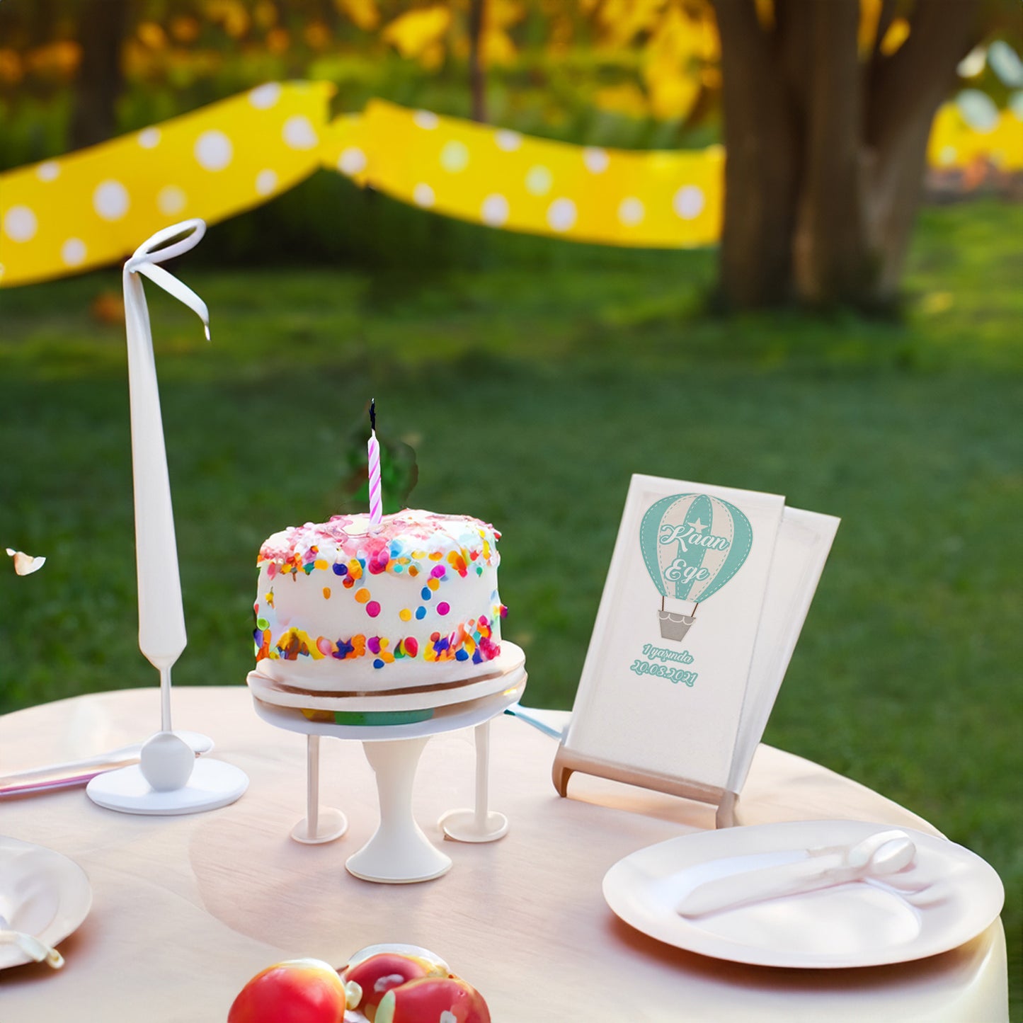 Turkuaz Balon Temalı Baskılı Peçeteler - AyDesign.com.tr