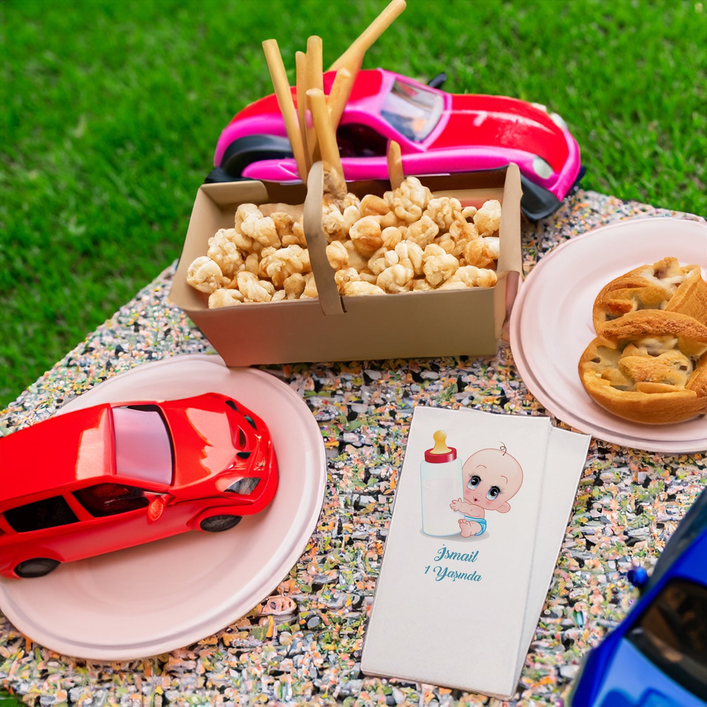 Biberonlu Erkek Bebek Temalı Baskılı Peçeteler - AyDesign.com.tr