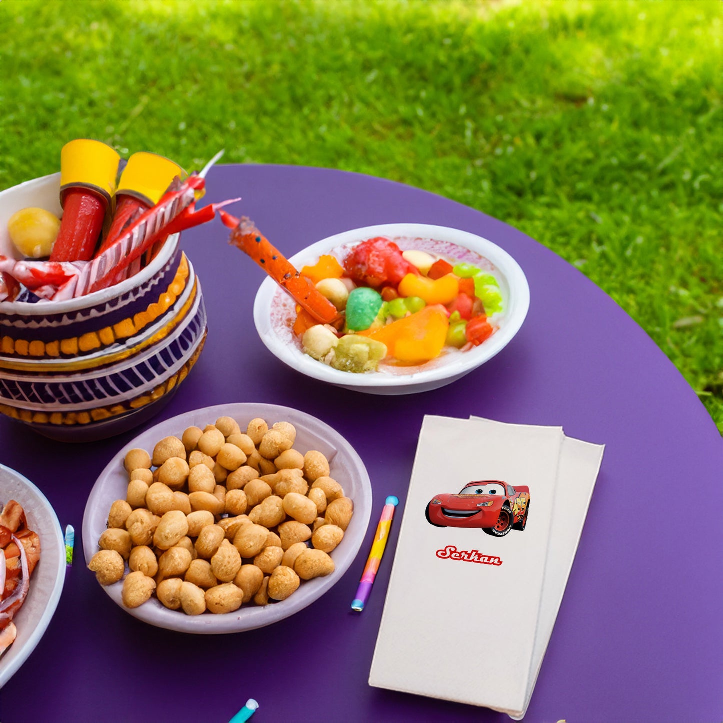 Arabalar Şimşek Mqueen Temalı Baskılı Peçeteler - AyDesign.com.tr