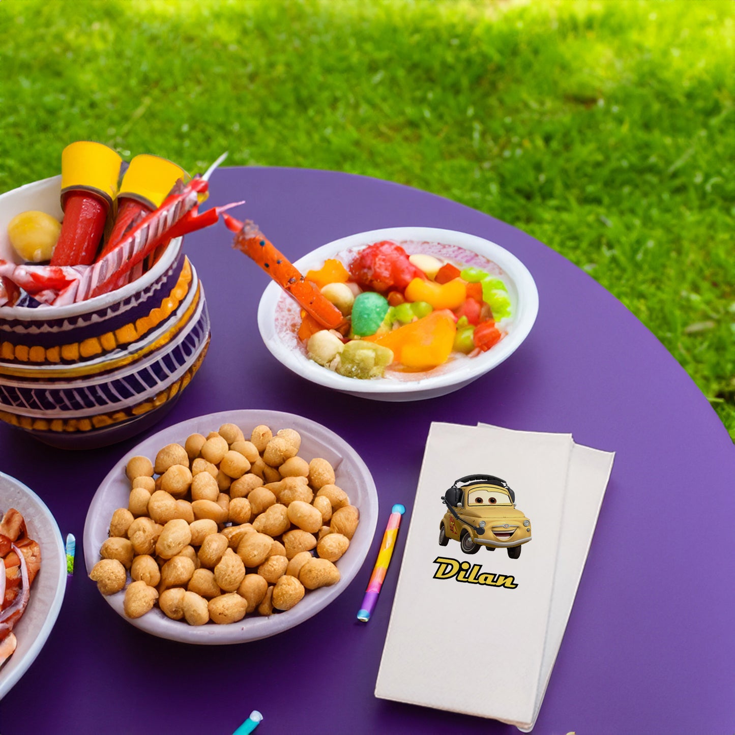 Arabalar Sarı Küçük Araba Temalı Baskılı Peçeteler - AyDesign.com.tr