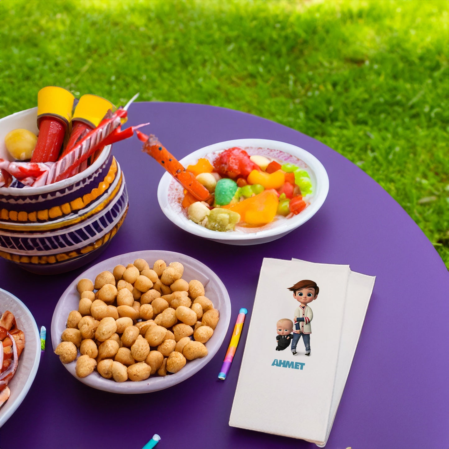 Patron Bebek ve Abisi Temalı Baskılı Peçeteler - AyDesign.com.tr