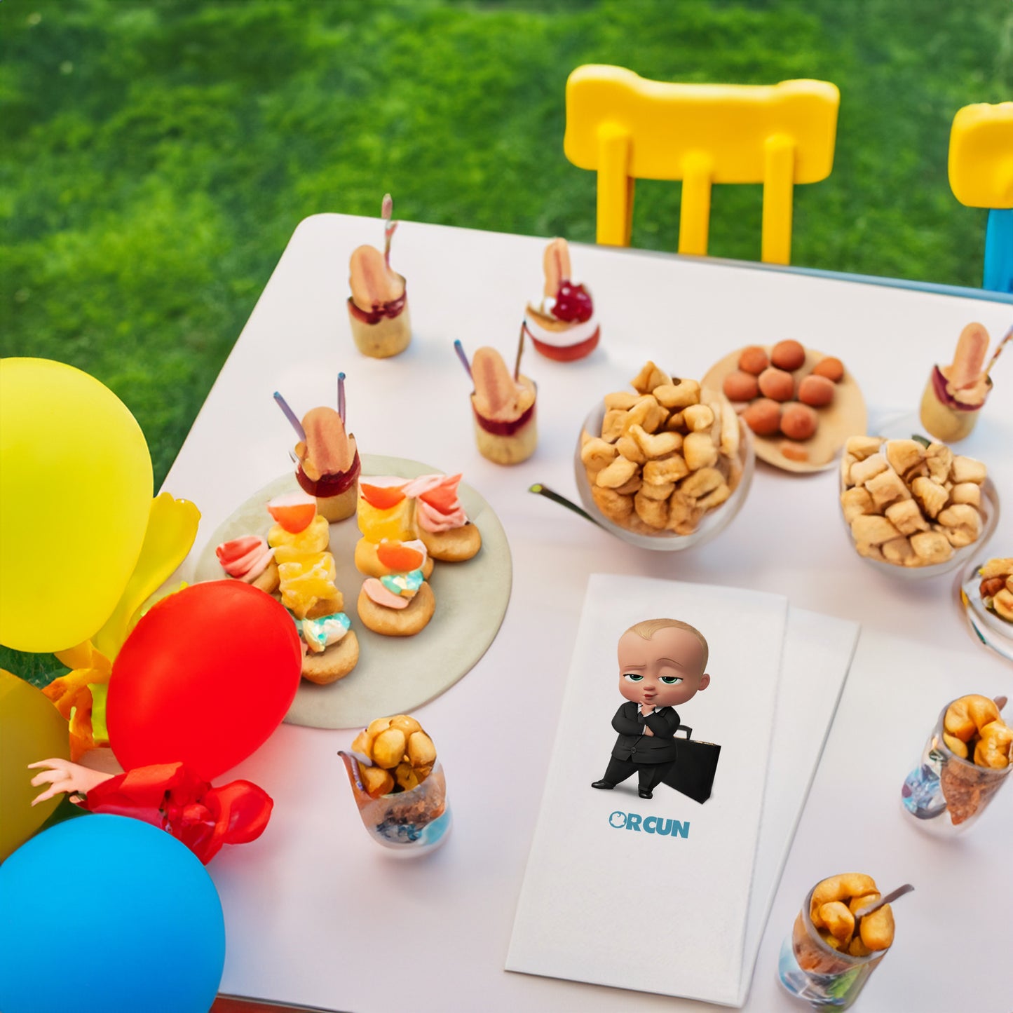 Çantalı Patron Bebek Temalı Baskılı Peçeteler - AyDesign.com