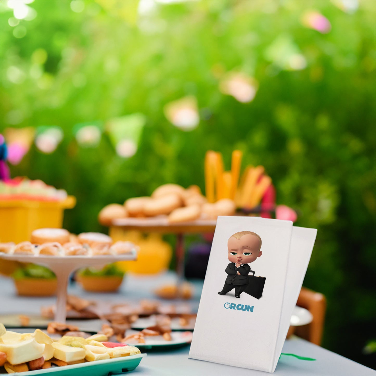 Çantalı Patron Bebek Temalı Baskılı Peçeteler - AyDesign.com