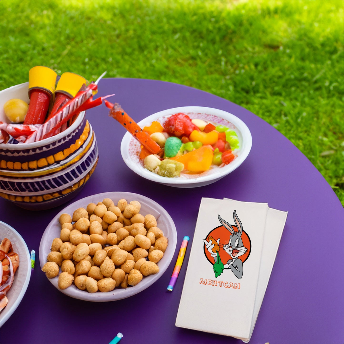 Bugs Bunny Temalı Baskılı Peçeteler - AyDesign.com
