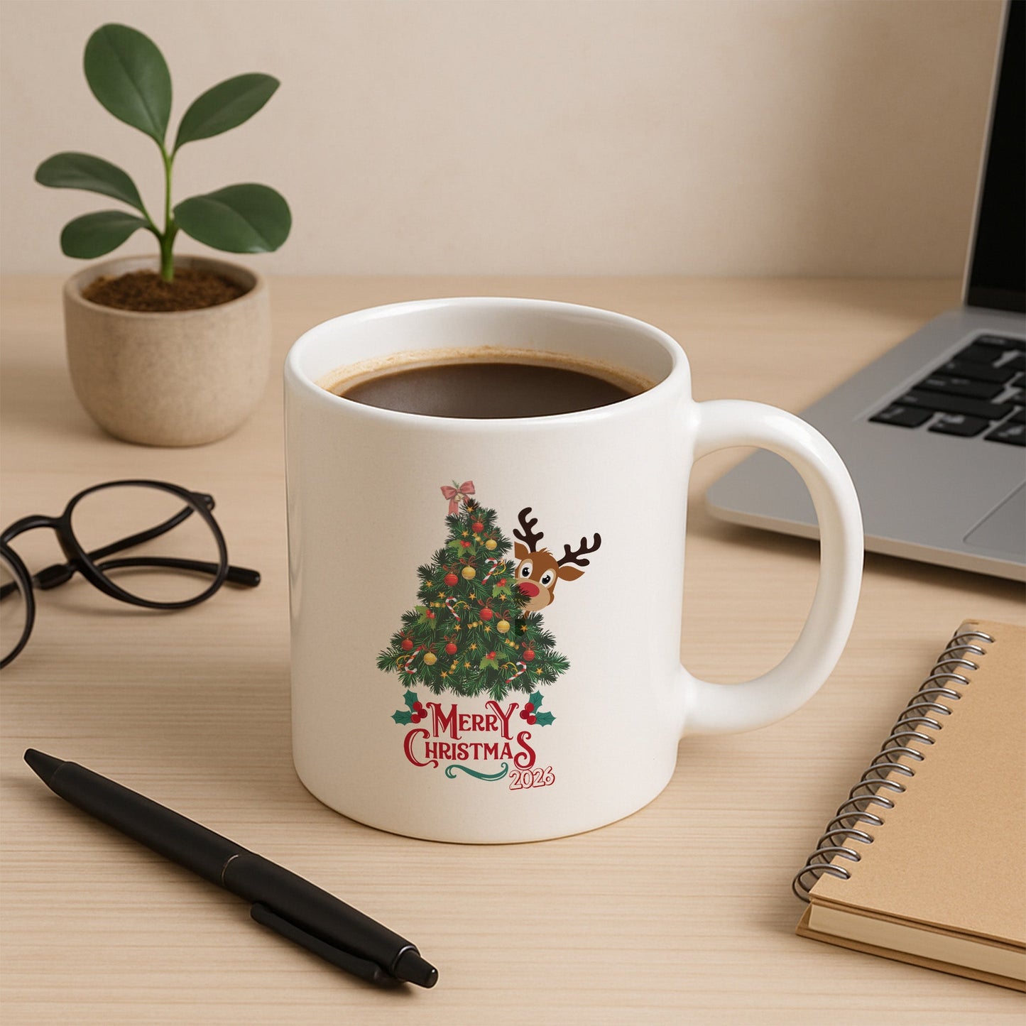 Merry Christmas 2026 Yazılı Yılbaşı Temalı Hediyelik Baskılı Kupa