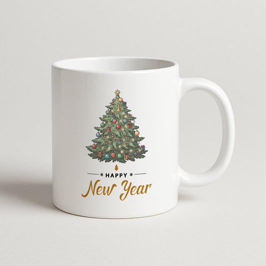 Happy New Year Temalı Yılbaşı Hediyelik Baskılı Kupa