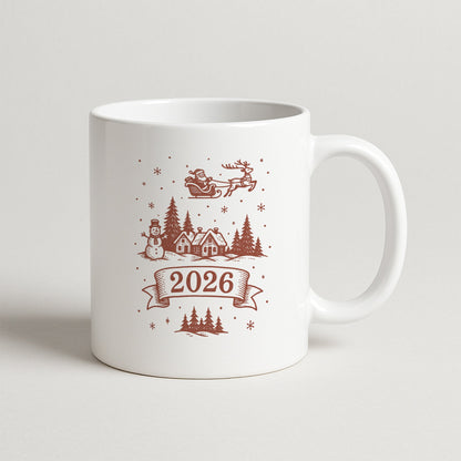 2026 Kış Köyü ve Noel Baba Temalı Hediyelik Baskılı Kupa