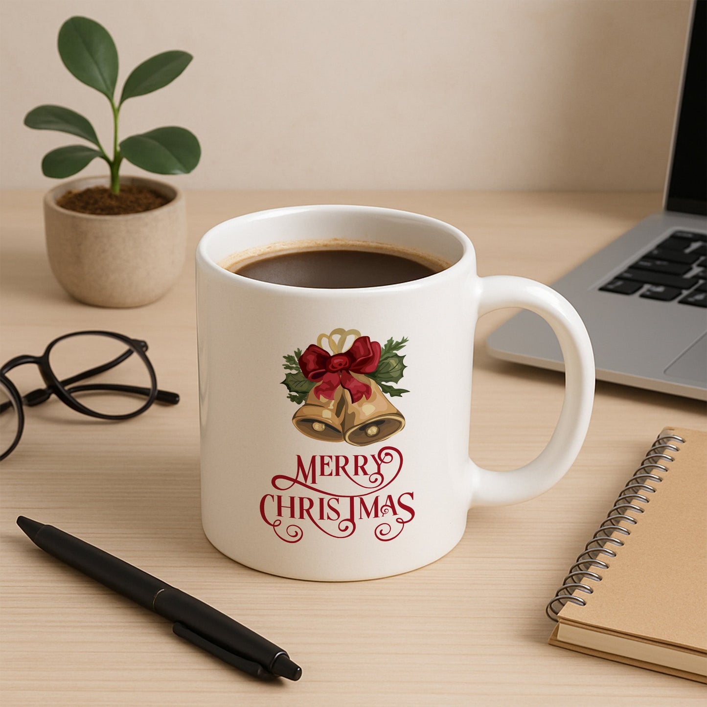 Altın Çanlar Merry Christmas Temalı Hediyelik Baskılı Kupa