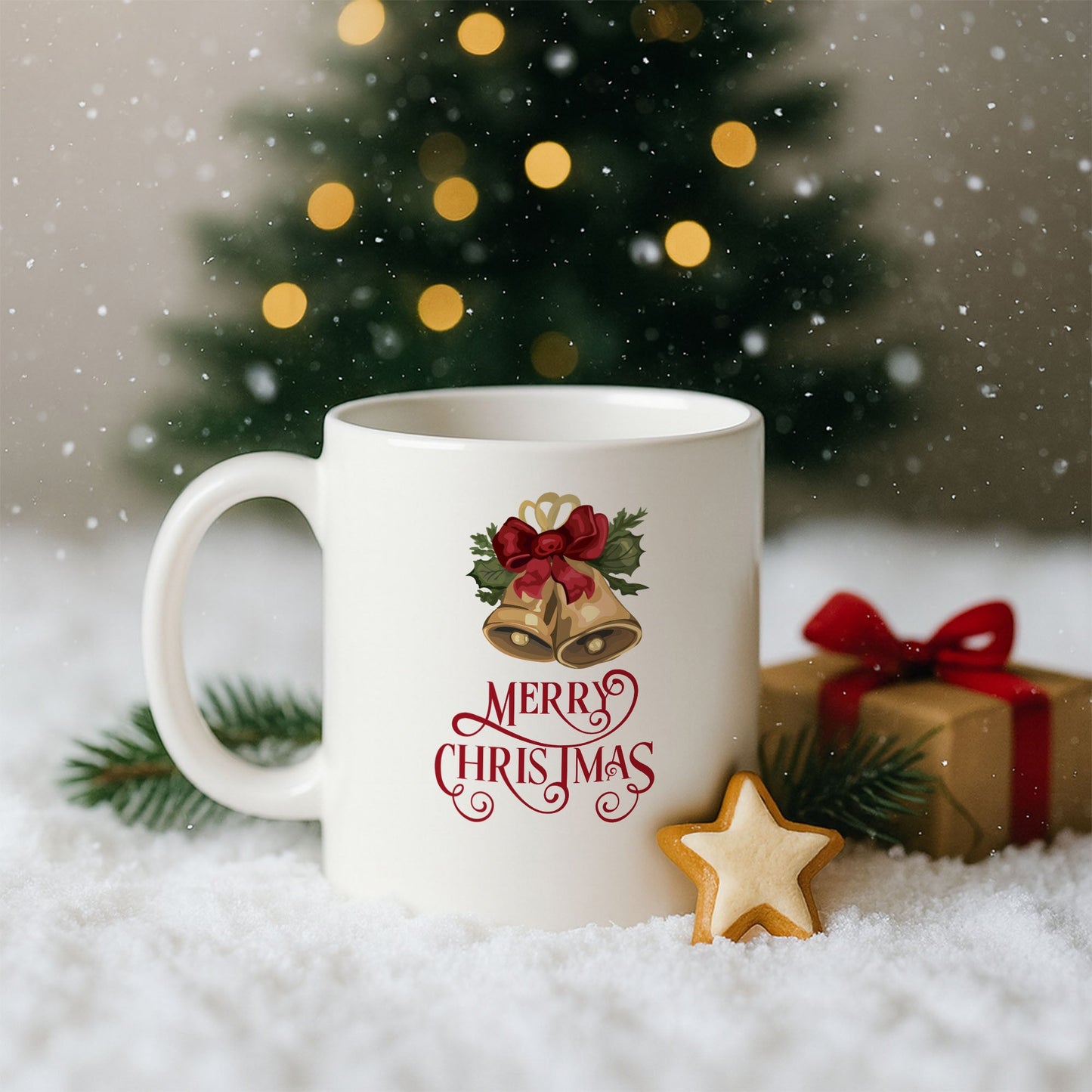 Altın Çanlar Merry Christmas Temalı Hediyelik Baskılı Kupa