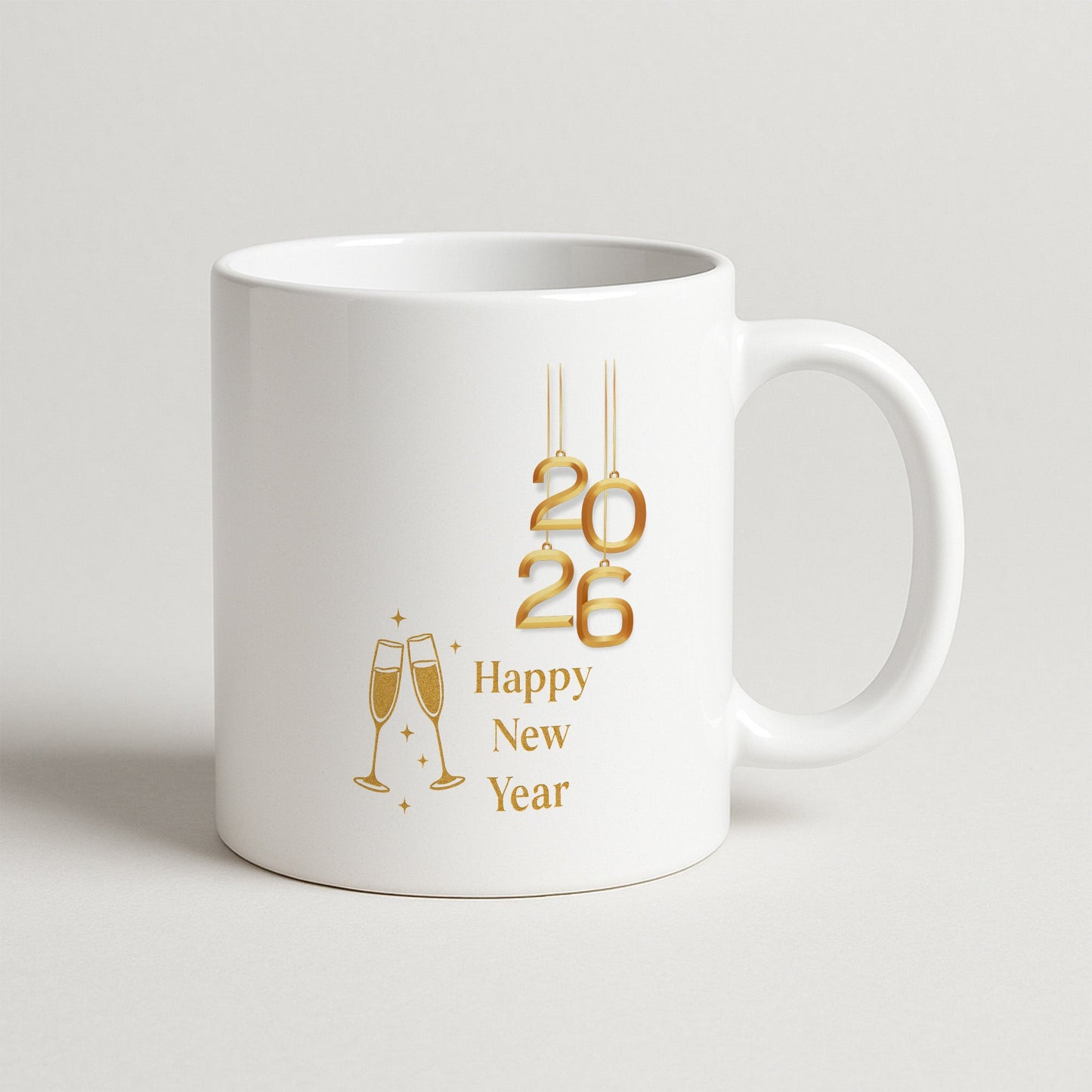 Altın 2026 Happy New Year Temalı Hediyelik Baskılı Kupa