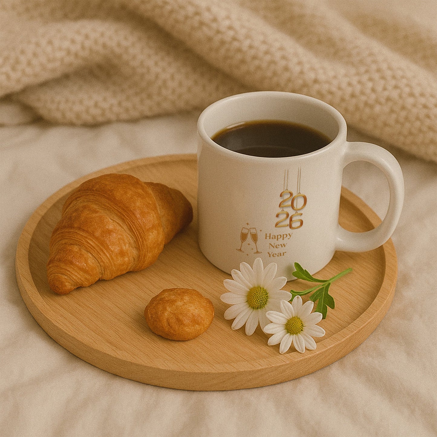 Altın 2026 Happy New Year Temalı Hediyelik Baskılı Kupa