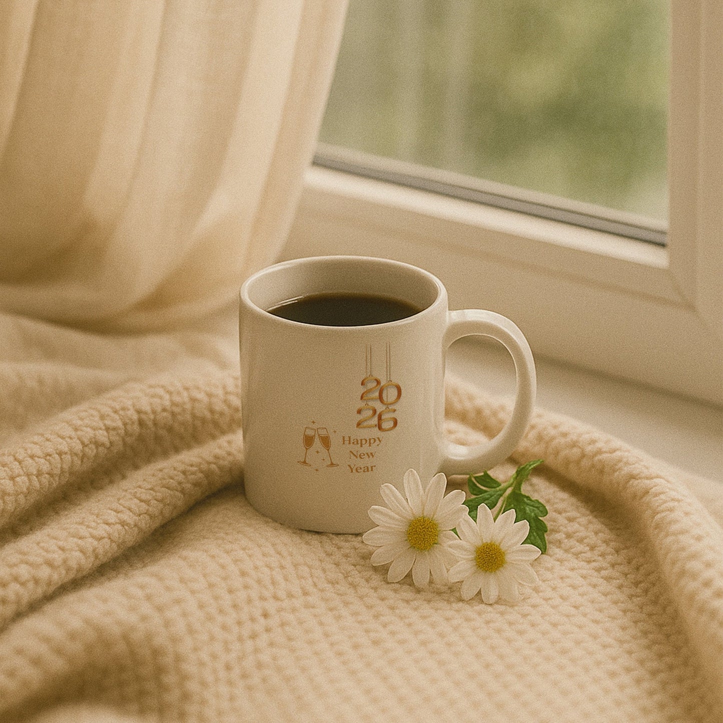 Altın 2026 Happy New Year Temalı Hediyelik Baskılı Kupa