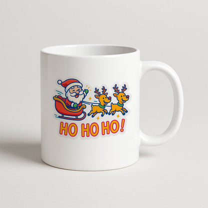 Ho Ho Ho Noel Baba ve Geyik Temalı Hediyelik Baskılı Kupa