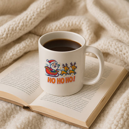 Ho Ho Ho Noel Baba ve Geyik Temalı Hediyelik Baskılı Kupa