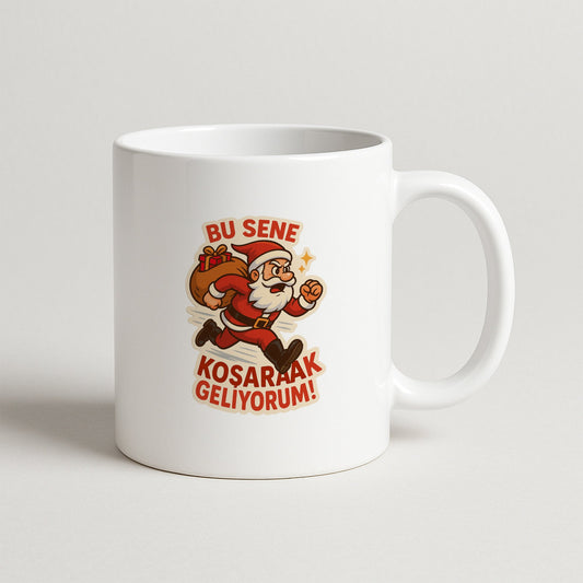 Bu Sene Koşarak Geliyorum Temalı Eğlenceli Hediyelik Baskılı Kupa