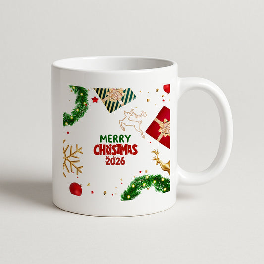Merry Christmas 2026 Temalı Yılbaşı Hediyelik Baskılı Kupa