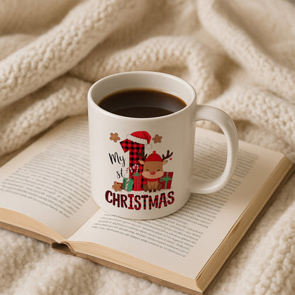 İlk Yılbaşı Temalı Geyik Tasarımlı Baskılı Hediyelik Kupa