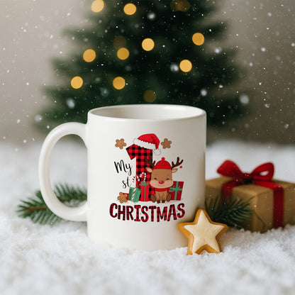 İlk Yılbaşı Temalı Geyik Tasarımlı Baskılı Hediyelik Kupa