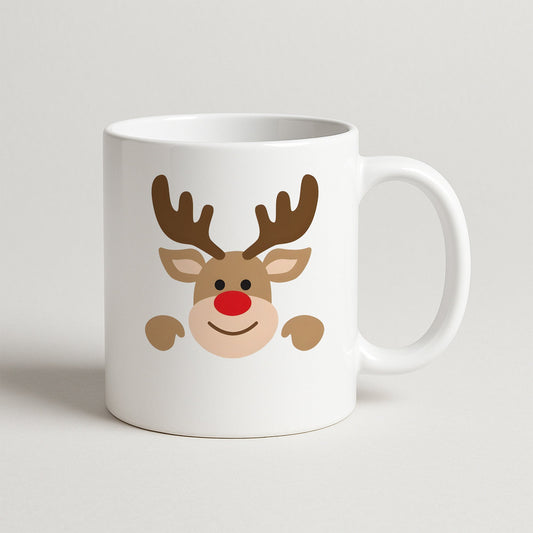 Minimal Geyik Yüzü Tasarımlı Yılbaşı Baskılı Kupa