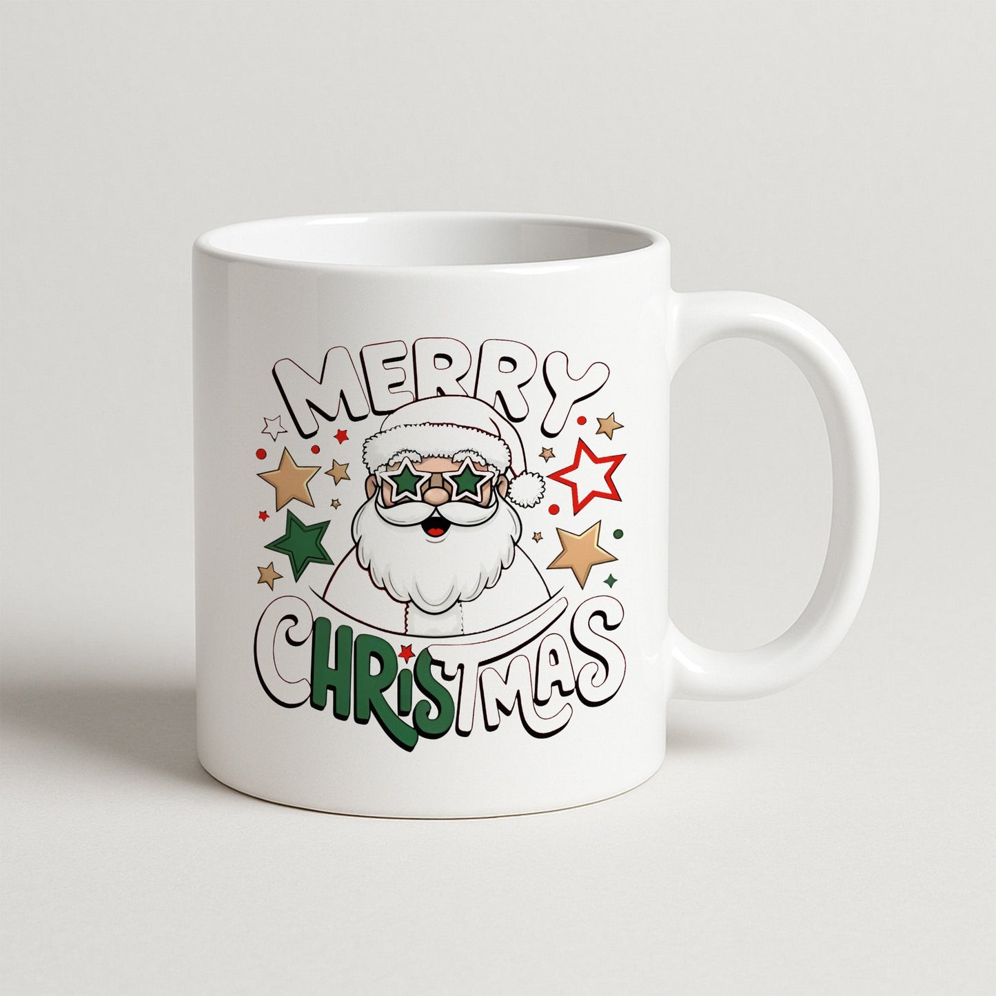 Yıldız Gözlü Noel Baba Tasarımlı Yılbaşı Kupası