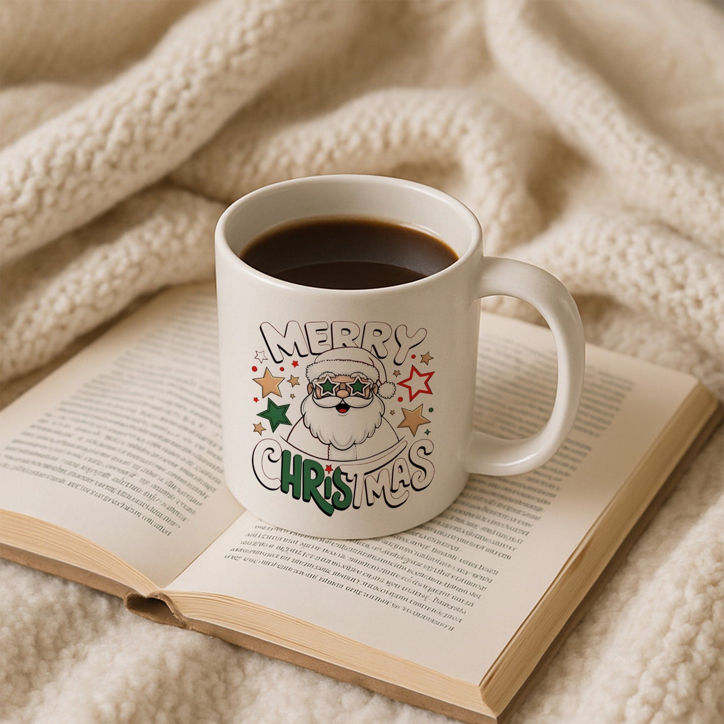 Yıldız Gözlü Noel Baba Tasarımlı Yılbaşı Kupası