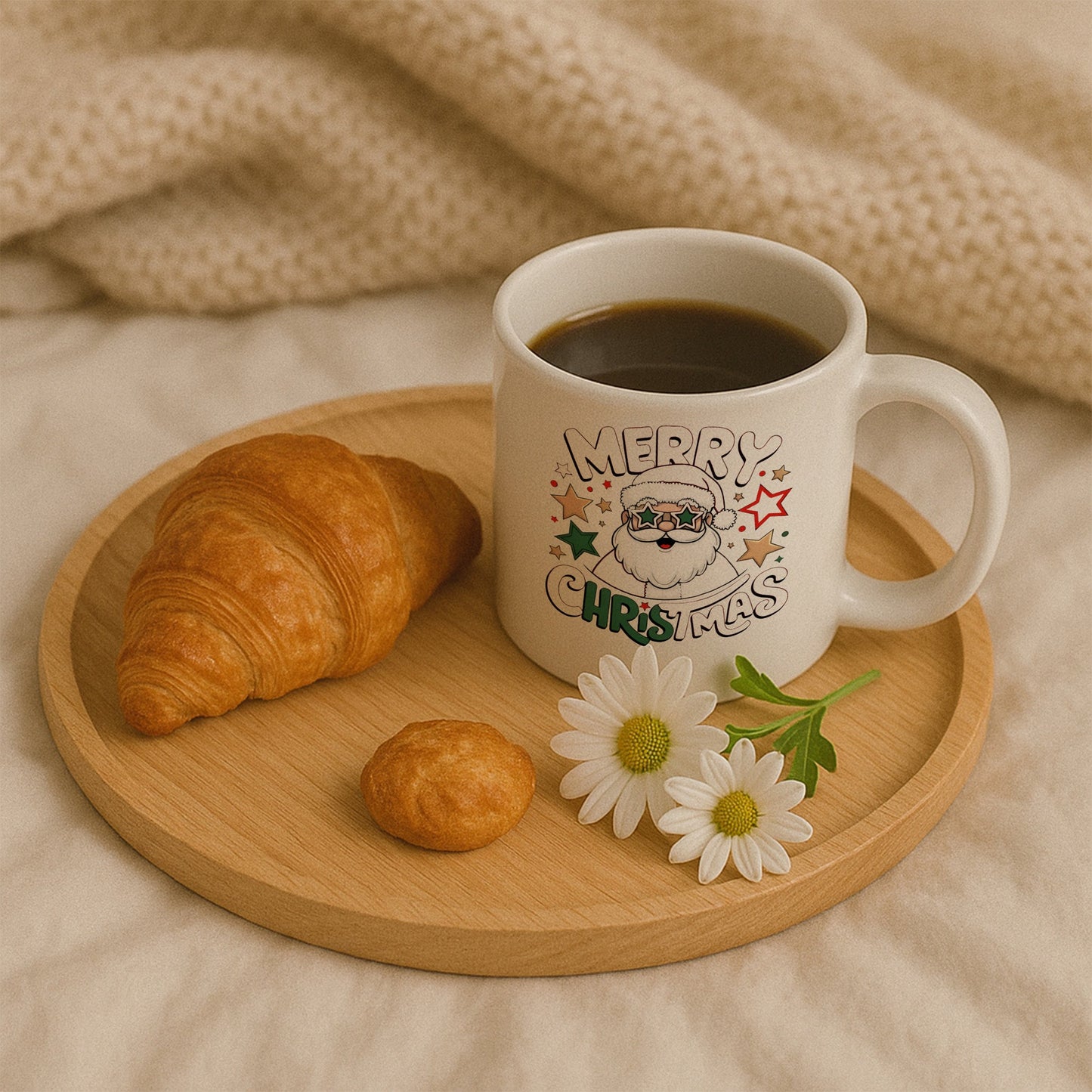 Yıldız Gözlü Noel Baba Tasarımlı Yılbaşı Kupası