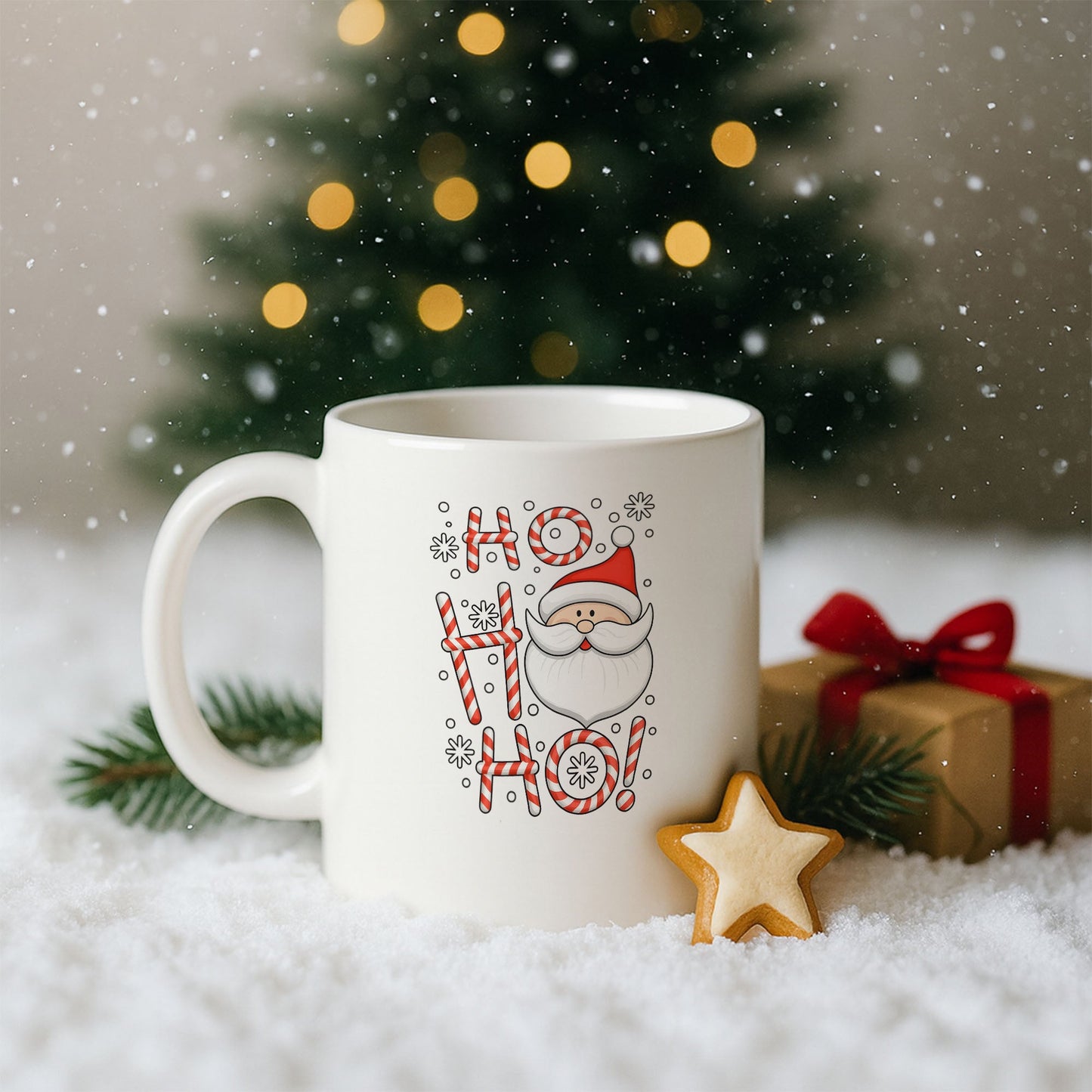 Ho Ho Ho Noel Baba Tasarımlı Yılbaşı Kupası