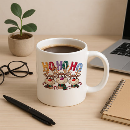 Ho Ho Ho Yazılı Geyik Figürlü Yılbaşı Kupası