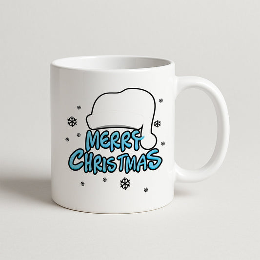 Mavi Yazılı Merry Christmas Yılbaşı Kupası