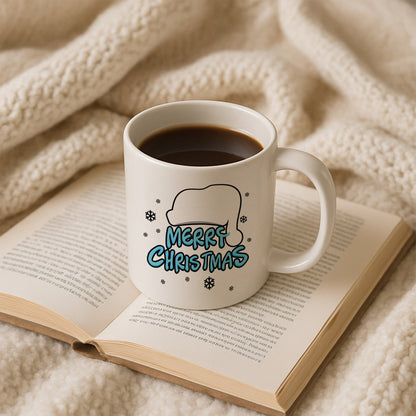 Mavi Yazılı Merry Christmas Yılbaşı Kupası