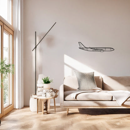Airbus A330 Metal Duvar Tablosu – Elektrostatik Siyah Boyalı Modern Uçak Dekoru