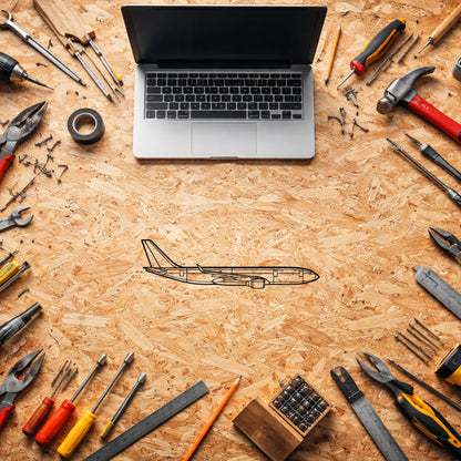 Airbus A330 Metal Duvar Tablosu – Elektrostatik Siyah Boyalı Modern Uçak Dekoru