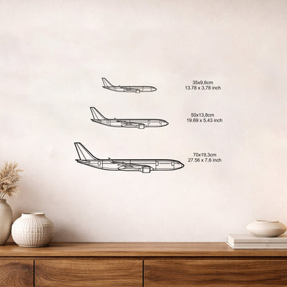 Airbus A330 Metal Duvar Tablosu – Elektrostatik Siyah Boyalı Modern Uçak Dekoru