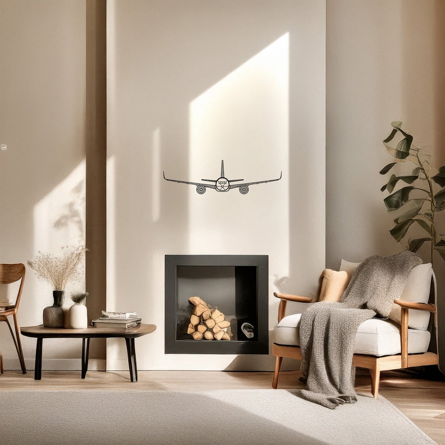 Airbus A350 Metal Duvar Tablosu – Elektrostatik Siyah Boyalı Modern Uçak Dekoru