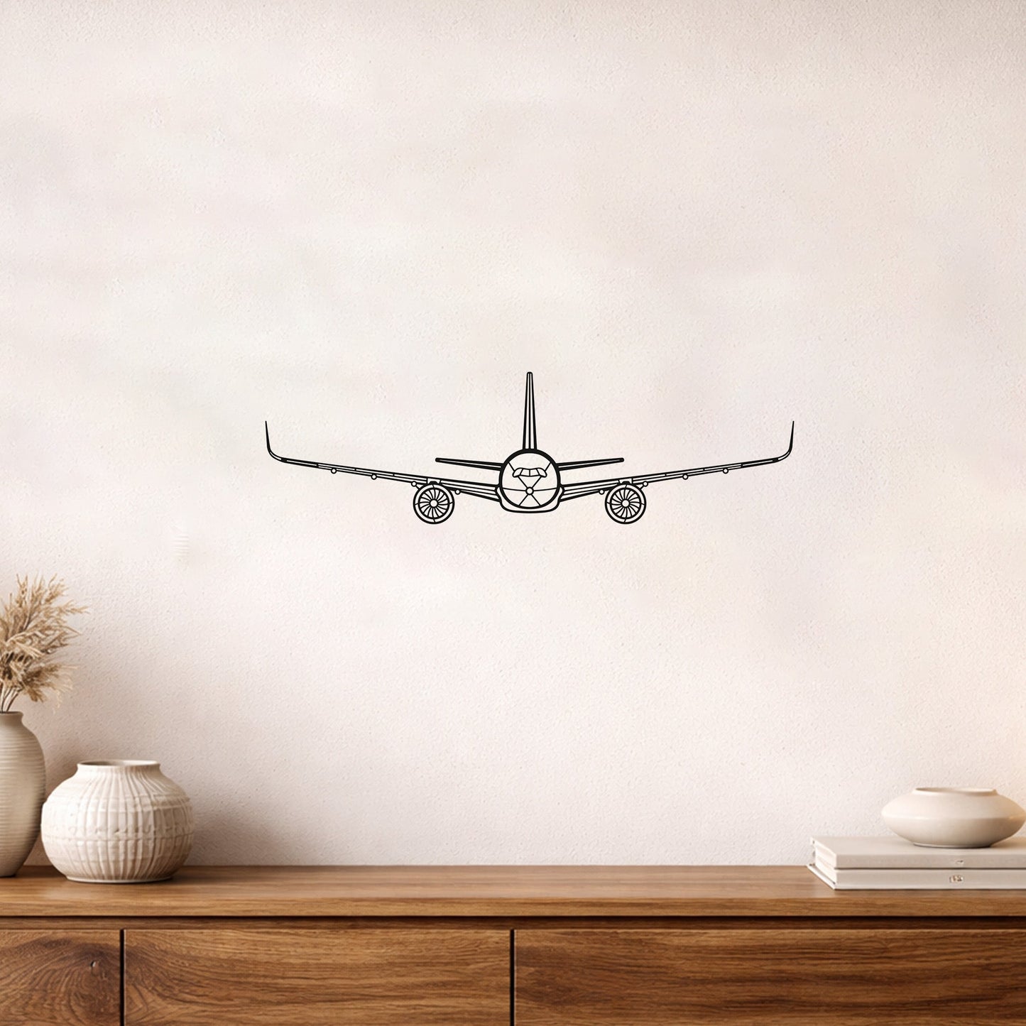 Airbus A350 Metal Duvar Tablosu – Elektrostatik Siyah Boyalı Modern Uçak Dekoru