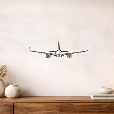 Airbus A350 Metal Duvar Tablosu – Elektrostatik Siyah Boyalı Modern Uçak Dekoru