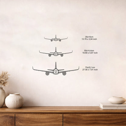 Airbus A350 Metal Duvar Tablosu – Elektrostatik Siyah Boyalı Modern Uçak Dekoru