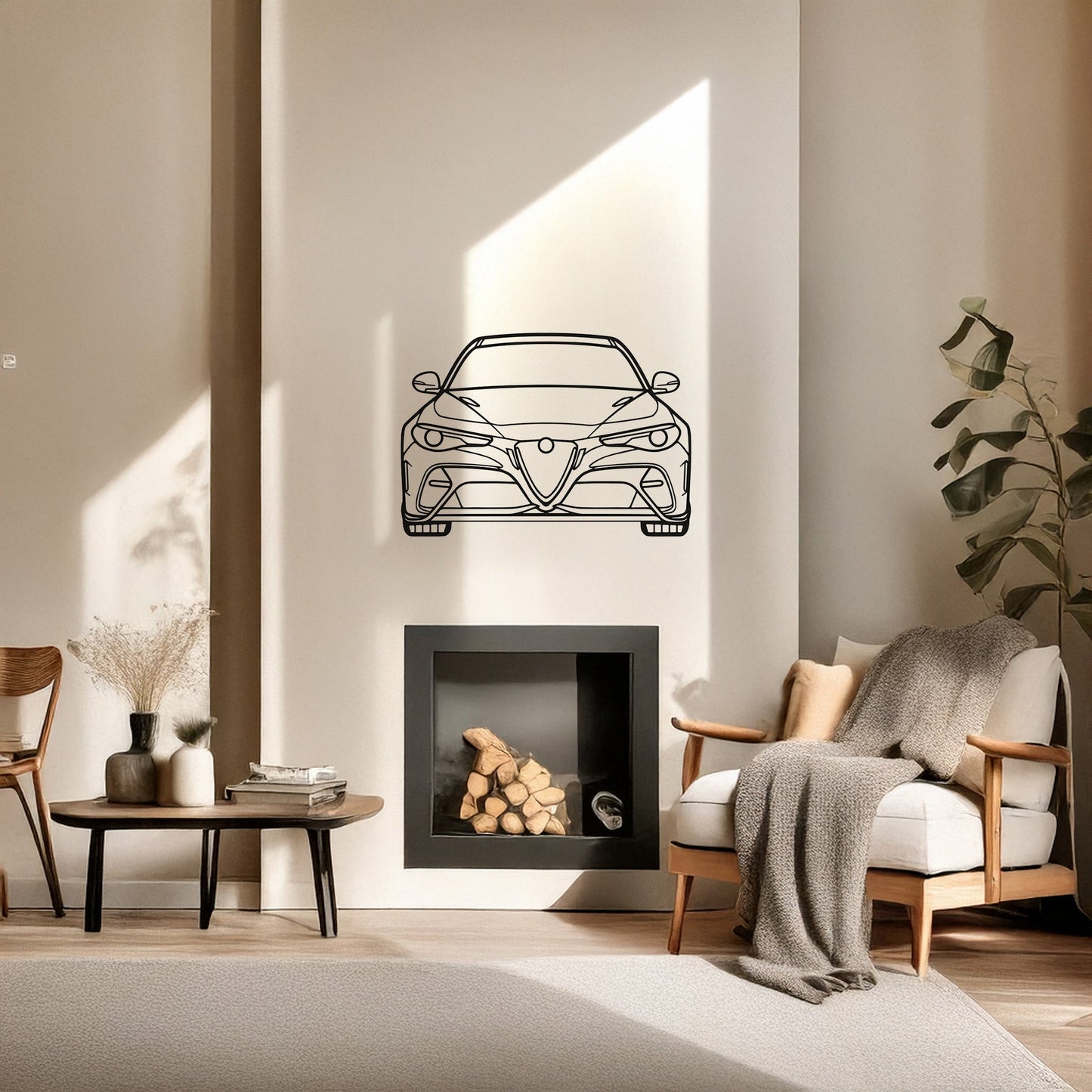 Alfa Romeo Giulia GTA 2020 Metal Duvar Tablosu – Elektrostatik Siyah Boyalı Modern Otomobil Dekoru