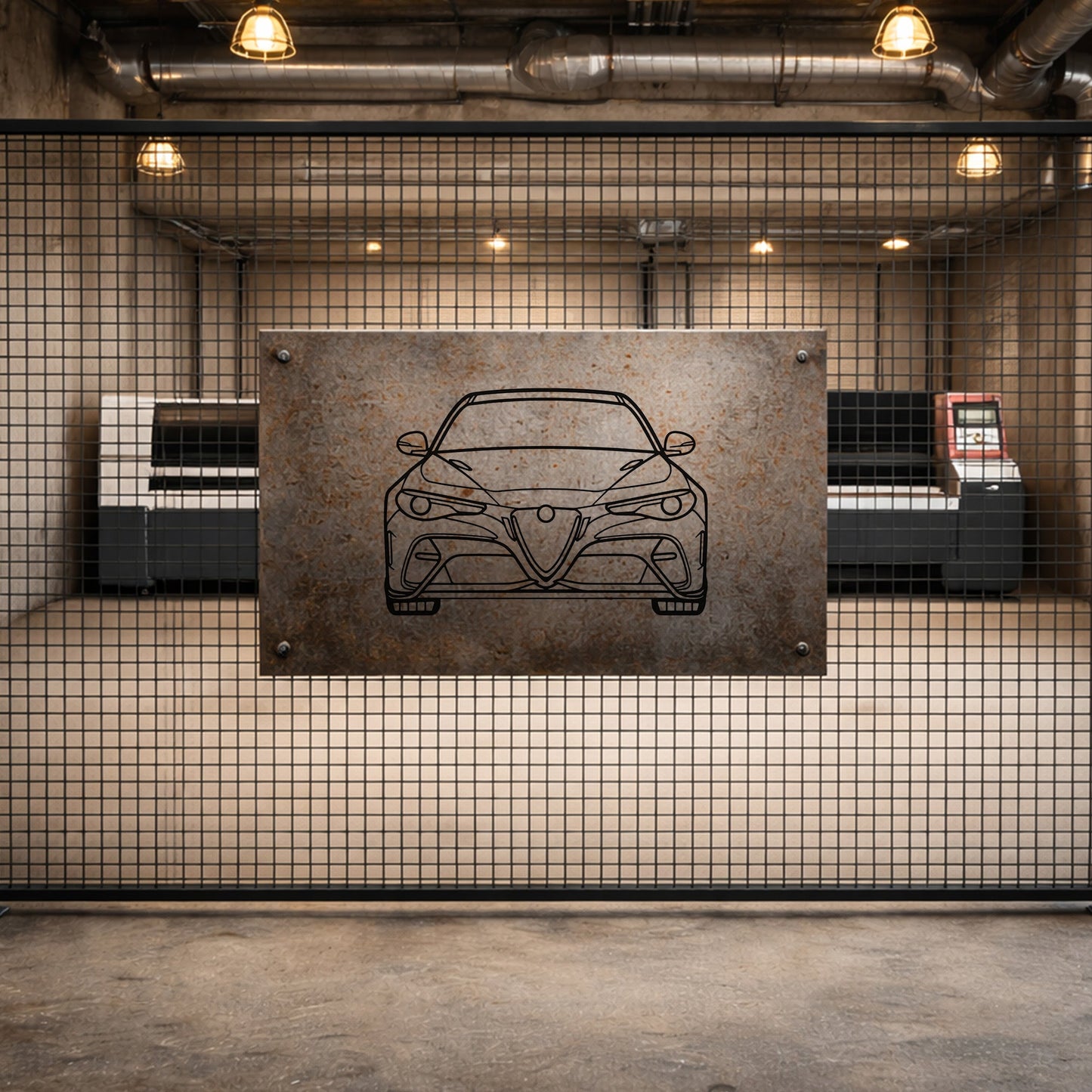 Alfa Romeo Giulia GTA 2020 Metal Duvar Tablosu – Elektrostatik Siyah Boyalı Modern Otomobil Dekoru