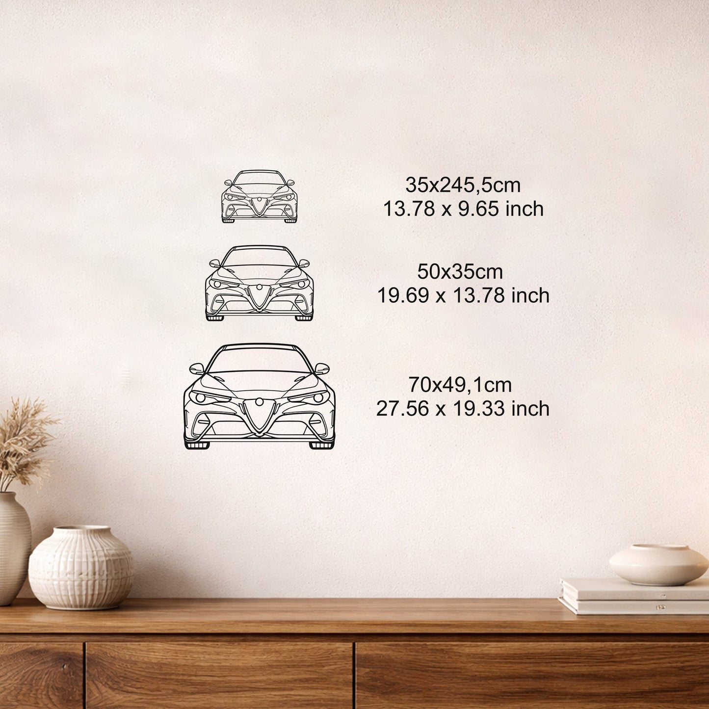 Alfa Romeo Giulia GTA 2020 Metal Duvar Tablosu – Elektrostatik Siyah Boyalı Modern Otomobil Dekoru