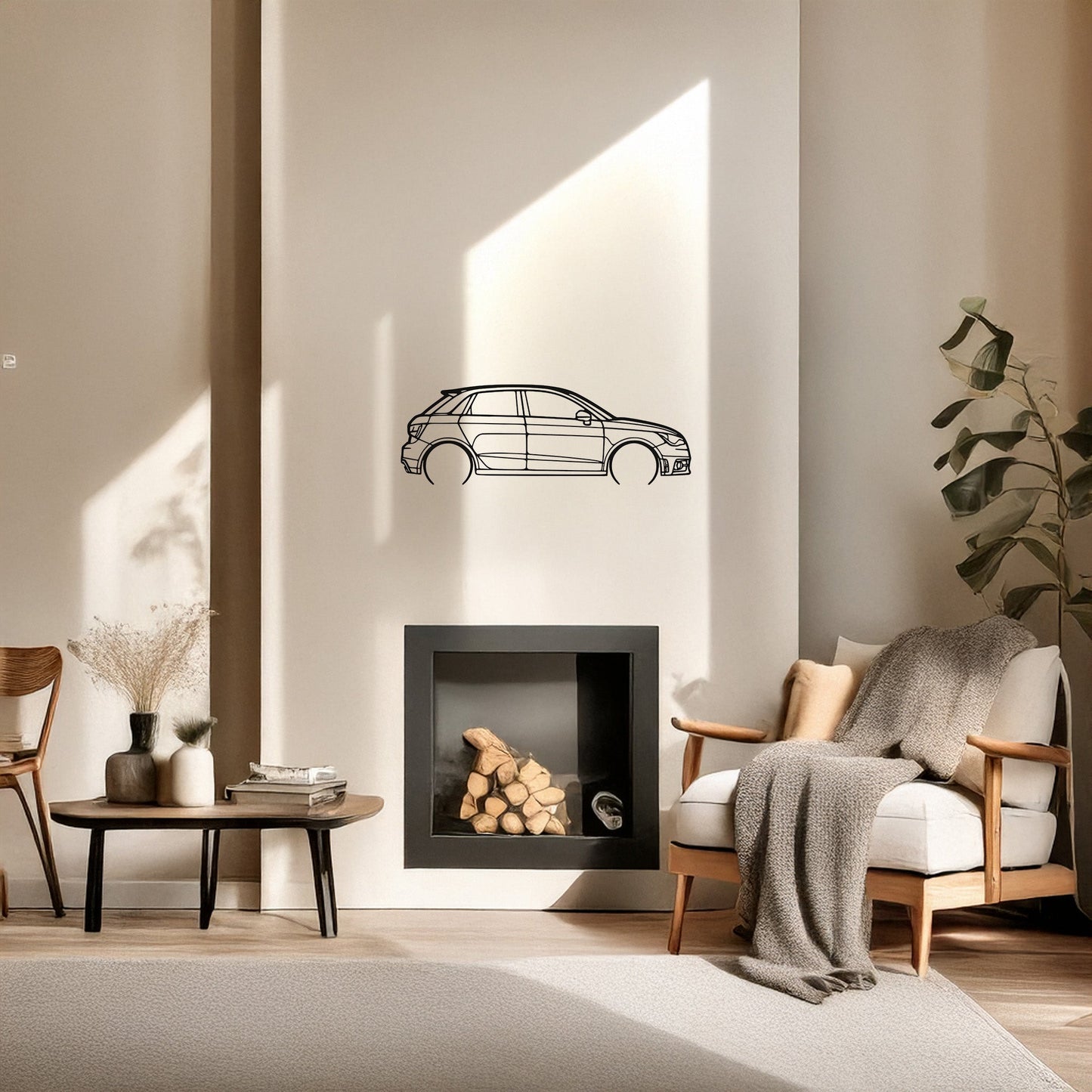 Audi A1 Metal Duvar Tablosu – Elektrostatik Siyah Boyalı Modern Otomobil Dekoru