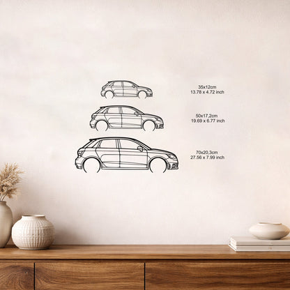 Audi A1 Metal Duvar Tablosu – Elektrostatik Siyah Boyalı Modern Otomobil Dekoru