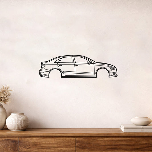 Audi RS3 Metal Duvar Tablosu – Elektrostatik Siyah Boyalı Performans Otomobil Dekoru